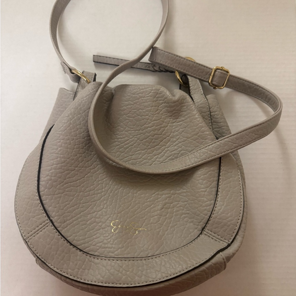 Gray Leather Shoulder Bag